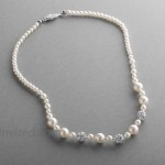 Mariell Ivory Pearl & Swarovski Rhinestone Crystal Wedding Tennis Necklace for Women Jewelry for Brides