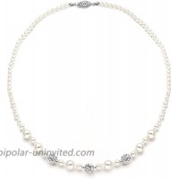 Mariell Ivory Pearl & Swarovski Rhinestone Crystal Wedding Tennis Necklace for Women Jewelry for Brides