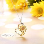 Milacolato 925 Sterling Silver Sunflower Necklace for Women You're My Sunshine 5A CZ Sunflower Heart Pendant Boxed Valentine's Day Gift