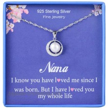 Nana Gifts Grandmother Necklace 925 Sterling Silver Single Pearl Pendant Moon Crystal CZ Cubic Zirconia Crystal Jewelry Grandma Nanna Birthday Mother's day Gift