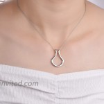 NIFUNAO 925 Sterling Silver Ring Holder Necklace Rhombus Pendant Necklace Jewelry Gift for Wife Nurse. Suitable for All Rings up to Size 8 White Gold Plated