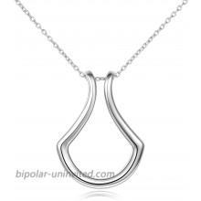 NIFUNAO 925 Sterling Silver Ring Holder Necklace Rhombus Pendant Necklace Jewelry Gift for Wife Nurse. Suitable for All Rings up to Size 8 White Gold Plated