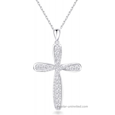 NINAMAID Cross Necklaces for Women Mothers Day Gifts 925 Sterling Silver Pendant Necklace Womens Jewelry Gifts for Mom Teen Girls Her