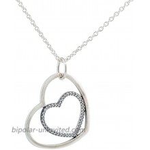 Pandora Women's Heart to Heart Necklace Clear Cubic Zirconia 90CM long
