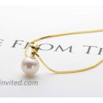Pearl Necklace for Women Single Pearl Pendant Necklaces 18K Gold Freshwater Cultured Pearl Jewelry Gifts with Silver Chain 9-10mm