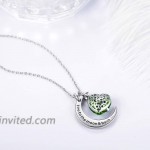 Peridot Necklace for Women Birthday Gifts Mom Wife I Love You to the Moon and Back Jewelry August Birthstone Sterling Silver Heart Moon Jewelry