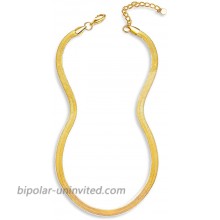 Reoxvo Gold Herringbone Chain Choker Snake Chain necklace for Women 16inch
