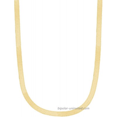 Ritastephens 14k Yellow Gold Shiny Herringbone Chain Necklace 3 Mm 18 Inches