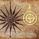 SISGEM 14K Real Yellow Gold Compass Dainty Pendant Necklace with Cubic Zirconia Fine Jewelry Birthday Present for Women Girls 16+2 Inch