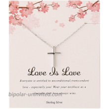 Sterling Silver Cross Necklace Dainty Platinum Plated 925 Silver Tiny Cross Pendant Necklaces for Women Simple Gold Necklace Jewelry Gift