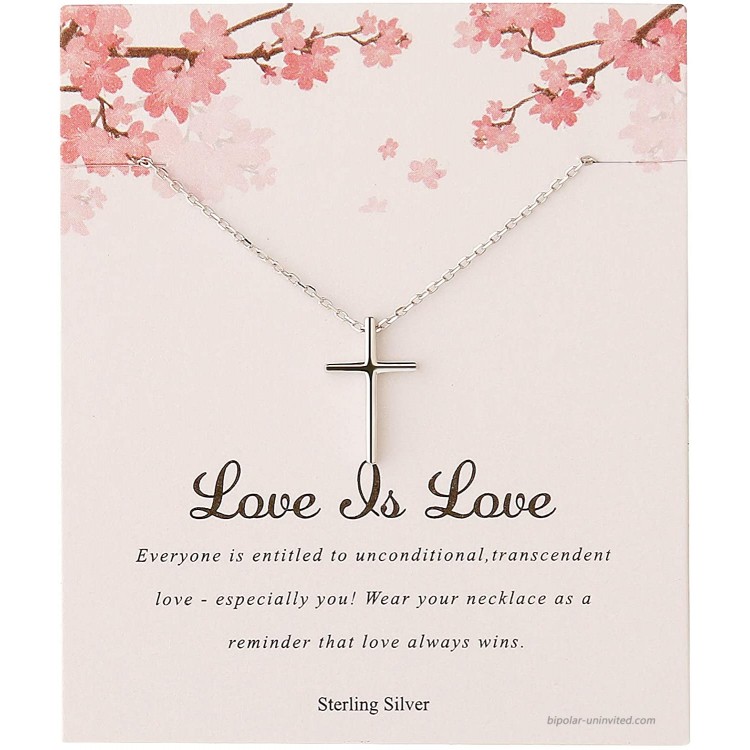 Sterling Silver Cross Necklace Dainty Platinum Plated 925 Silver Tiny Cross Pendant Necklaces for Women Simple Gold Necklace Jewelry Gift