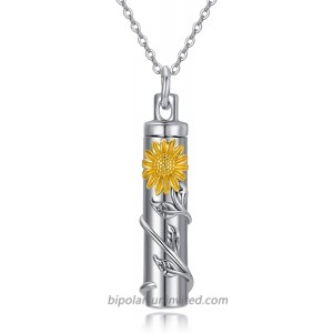Sunflower Urn Necklace for Ashes S925 Sterling silver Cremation Jewelry Keepsake Memory for Women A-Sunflower Tube