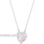 Swarovski Sparkling Dance Women's Heart Pendant Necklace with Pink and White Crystals on a Rhodium Plated Chain