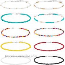 SWEET BELL 10 Pieces Seed Bead Choker Necklace for Women Hawaiian Beaded Choker Necklace Chain Jewelry Set Statement Adjustable Bead Necklace