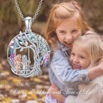 TOUPOP Sister Gifts From Sister Sterling Silver Tree of Life Necklace with Purple Circle Crystal Jewelry Gifts for Women Girls Daughter Friend Birthday Mother's Day