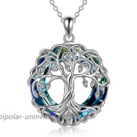 Tree of Life Necklace Jewelry for Women Sterling Silver Celtic Knot Family Tree Pendant With Blue Circle Crystal Irish Jewelry Gifts for Mom Daughter Birthday Christmas Blue