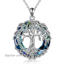 Tree of Life Necklace Jewelry for Women Sterling Silver Celtic Knot Family Tree Pendant With Blue Circle Crystal Irish Jewelry Gifts for Mom Daughter Birthday Christmas Blue
