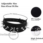 Udalyn 6Pcs Adjustable PU Leather Choker Punk Necklace Premium Black Vegan Heart Rock Gothic Spikes Rivets Hinge Cat Choker Necklace for Women
