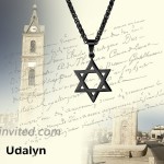 Udalyn Star of David Pendant Necklace Stainless Steel Jewish Jewelry for Men Women Religious 20 Black