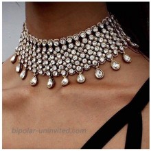Victray Crystal Necklace Tassel Choker Neck Chain Rhinestone Necklaces Fashion Jewelry Accessory for Women and Girls Silver