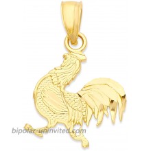 10k Real Solid Gold Year of The Rooster Pendant for Necklace Chinese Zodiac Gifts for Her Horoscope Jewelry