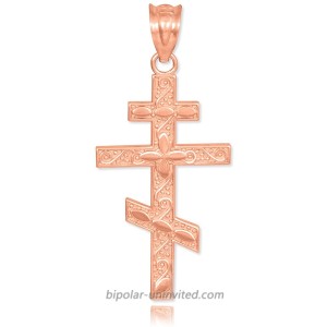 10k Rose Gold Russian Orthodox Cross Pendant