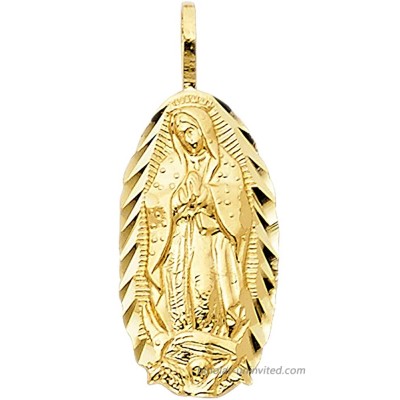 14k REAL Yellow Gold Religious Our Lady of Guadalupe Charm Pendant