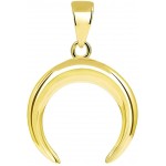 14k Yellow Gold Double Horn Crescent Moon Pendant with High Polish JewelryAmerica