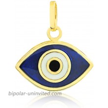 18k Solid Yellow Gold Greek Eye Evil Eye Pendant for Necklace for Women and Girls