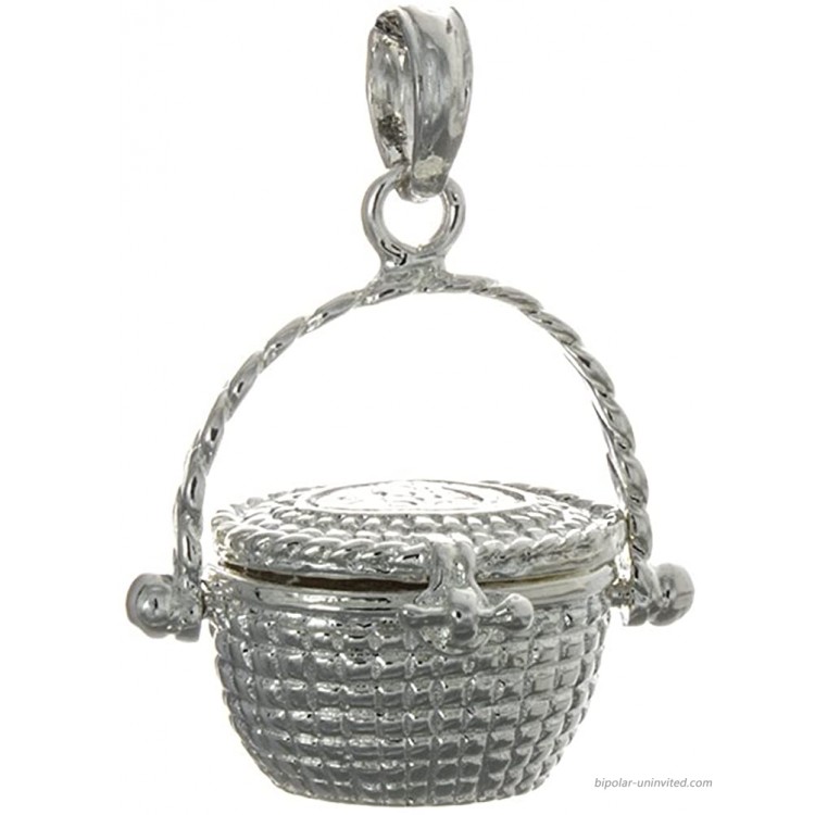 925 Sterling Silver Nautical Charm 3-D Nantucket Basket Lid and Handle Moveable