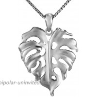 Aloha Jewelry Company Sterling Silver Monstera Leaf Pendant with 18 Box Chain