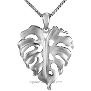 Aloha Jewelry Company Sterling Silver Monstera Leaf Pendant with 18 Box Chain