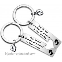BEKECH New Grandparents Gift Only the Best Grandmas Grandpas Get Promoted to Great Grandma Grandpa Keychain Set Pregnancy Announcement Gift for Grandma To Be Grandpa To Be silver