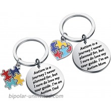 BLEOUK Autism Awareness Gift Autistic Mom Dad Inspirational Gift Autism Keychain set Autism Puzzle Piece Gift Autism mom dad ky set
