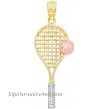 Charm America - Gold Tennis Racquet with Rose Gold Ball - 10 Karat Solid Gold