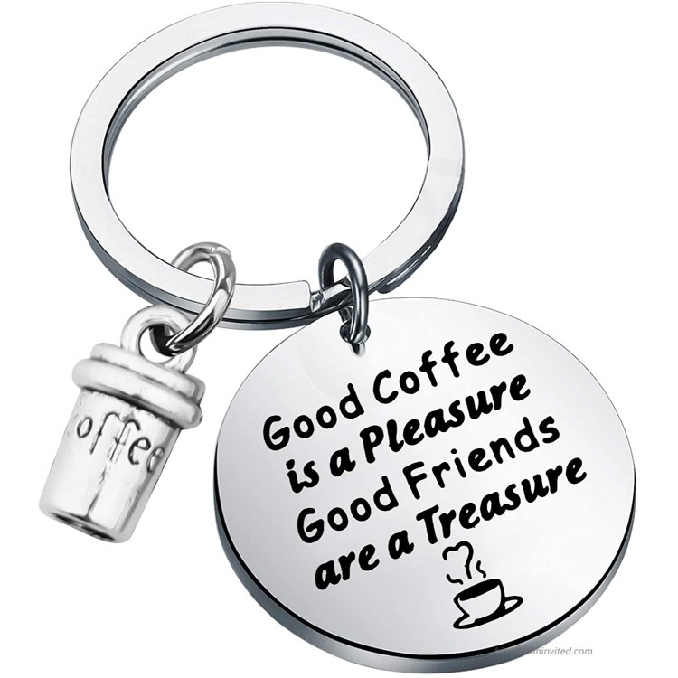 Coffee Lover Keychain Coffee Friends Gifts Barista Gifts Coffee Themed Friendship Jewelry BFF Birthday Gifts silver