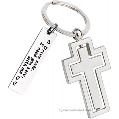 Cross Drive Safe Keychain for Women - Stainless Steel Swivel Cross Gifts Christian Faith Keychain for Lover Inspirational Cross Religious Keychain for Men
