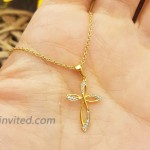Dazzlingrock Collection 0.03 Carat ctw 18K Round Diamond Ladies Cross Pendant Gold Chain Included Yellow Gold