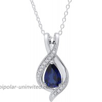 Dazzlingrock Collection Pear 9X6 MM Lab Created Blue Sapphire & Round Diamond Ladies Teardrop Pendant 14K White Gold