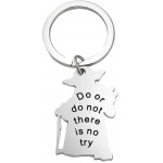 Do or Do Not There is No Try Keychain Star Wars Master Jedi Gifts Keychain Silver