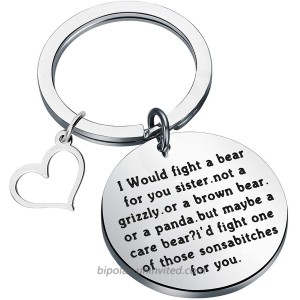 ENSIANTH Funny Sister Gift I Would Fight a Bear for You Sister Sister Keychain Birthday Gift for Sister Fight a Bear for You