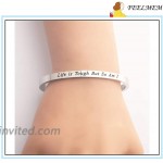FEELMEM Depression Awareness Recovery Gift Life Is Tough But So Am I Keychain Prevention Awareness Mental Health Awareness Jewelry Inspirational Gifts For Family Best Friend cuff - silver
