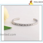 FEELMEM Depression Awareness Recovery Gift Life Is Tough But So Am I Keychain Prevention Awareness Mental Health Awareness Jewelry Inspirational Gifts For Family Best Friend cuff - silver