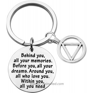FEELMEM Sobriety Gift Keychain Addiction Recovery Gift Behind You All Memories Before You All Your Dream AA Alcoholics Anonymous Warrior Recovery Gift New Beginnings Gift Sobriety Keychain