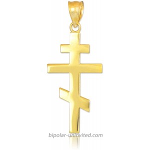 Fine 14k Yellow Gold Plain Russian Orthodox Cross Pendant