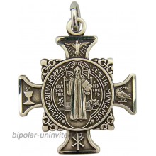 HMHReligiousMfg Sterling Silver Saint Benedict of Nursia Maltese Cross Pendant 1 Inch