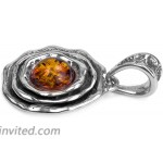 Ian and Valeri Co. Amber Sterling Silver Round Flower Pendant Ian and Valeri Co.