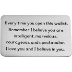 Inspirational Gift Metal Wallet Card Insert Remember I Love You and Believe in You Encouragement Gift for Son Daughter Silver
