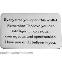 Inspirational Gift Metal Wallet Card Insert Remember I Love You and Believe in You Encouragement Gift for Son Daughter Silver