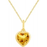 JewelExclusive 10 Karat Yellow Gold Genuine Citrine Heart Pendant on a 18 inch gold filled chain